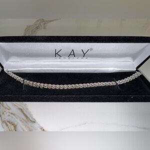 Kay Jewelers 925 Sterling Silver Diamond 1/2 Ct TW Tennis Halo Elegant Bracelet